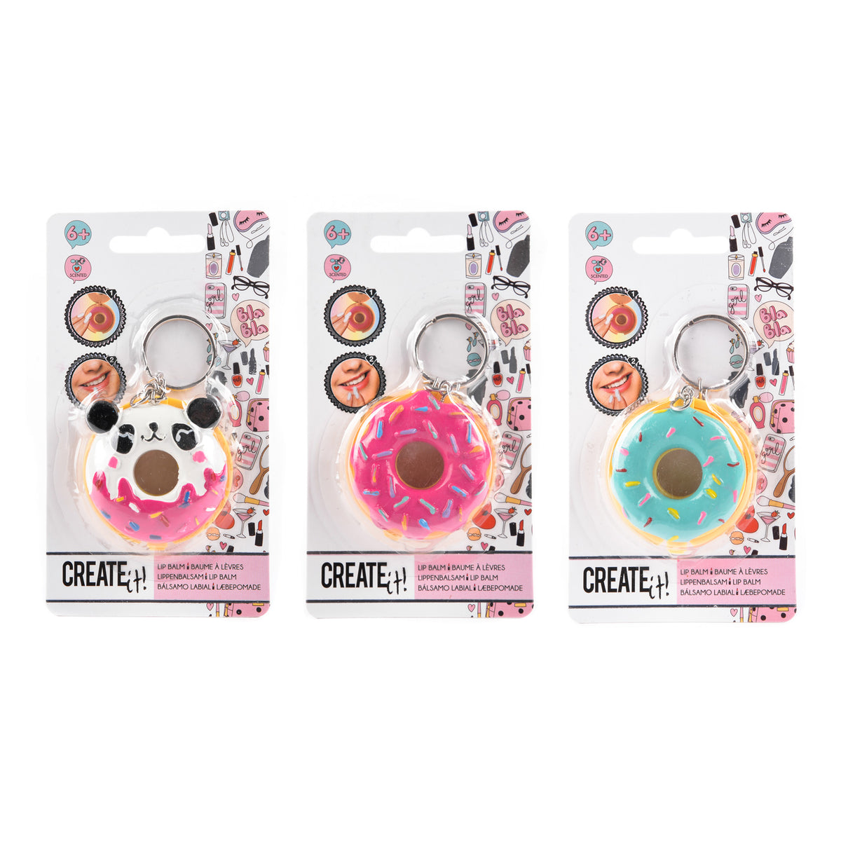 ¡Créalo! llavero de belleza donut con bálsamo labial