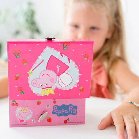 Bambolino peppa pig joyero, joyero, caja de música - con peppa bailarina giratoria y espejo - juguetes para niños pequeños y preescolares a partir de 3 años - consejo de regalo