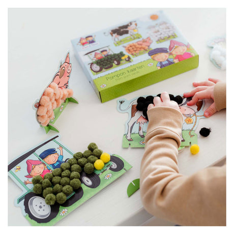 Elaboración de Bambolino fien teun - pegado de pompones - conjunto de manualidades de animales de granja - juguetes creativos, niños pequeños, niños en edad preescolar - a partir de 3 años - juguetes