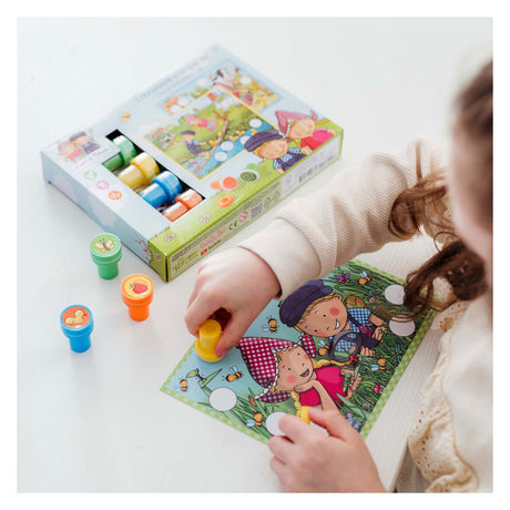 Bambolino fien teun set de sellos creativos, sellos y tarjetas de colores - juguetes creativos y educativos - juguetes de la granja - a partir de 3 años - juguetes