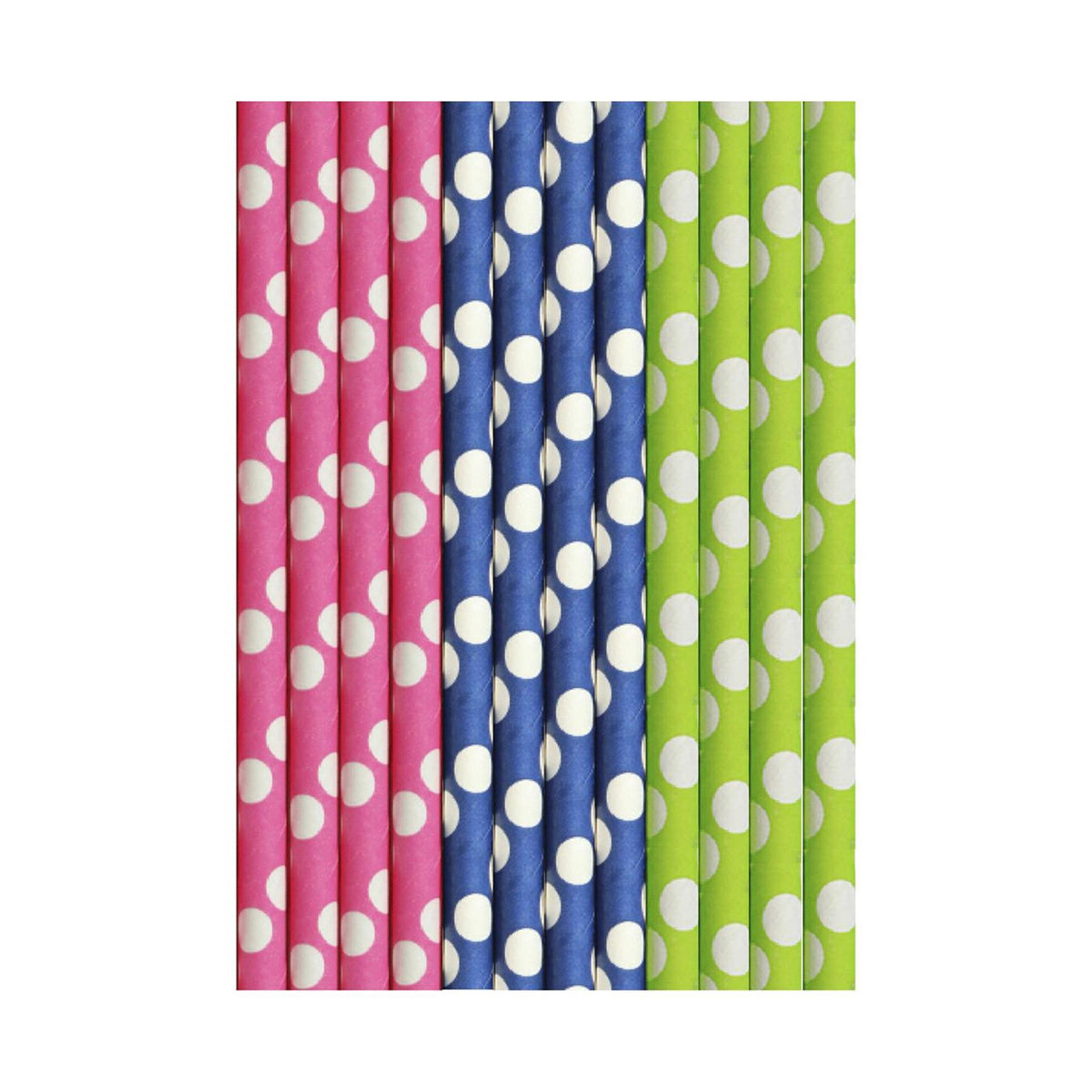 Pajitas de papel Duni cocktail dots: azul, verde rosa 15cm paquete de 25 piezas