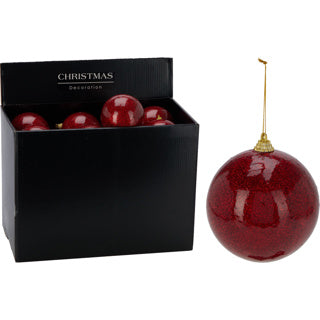 Bola navideña 100mm purpurina roja | 24 piezas