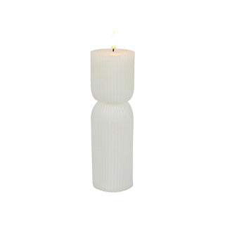 Vela LED sin marca acanalada blanca d7x22,5cm 2xaa excl. | 3 piezas
