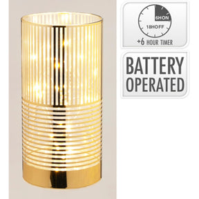 Vaso cilíndrico con LED 15cm dorado