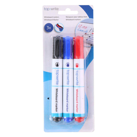 Marcador de pizarra Topwrite rojo, azul, negro - 3 uds.