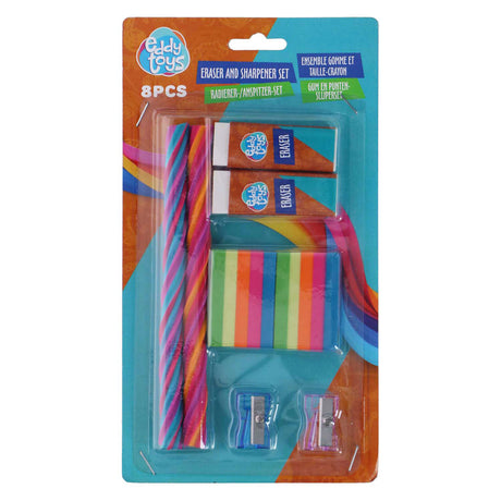 Set de borradores y sacapuntas Eddy Toys, 8 piezas.