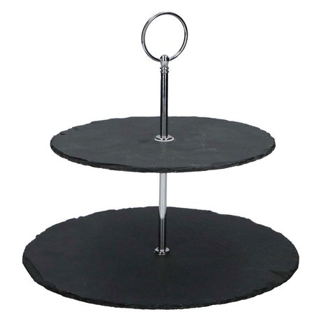 Etagère de pizarra Alpina - 2 capas - ø 20 y 25 cm - cuenco de presentación