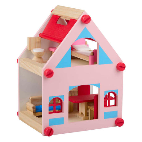 Casa de muñecas de madera con accesorios, 30 uds.