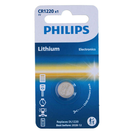 Pila de botón philips cr1220 litio