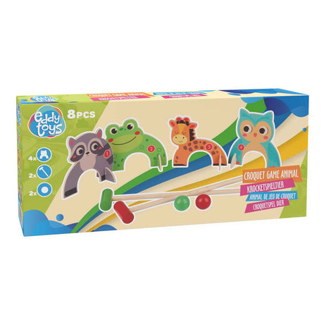 Eddy Toys animales de juego de croquet de madera, 8 piezas.