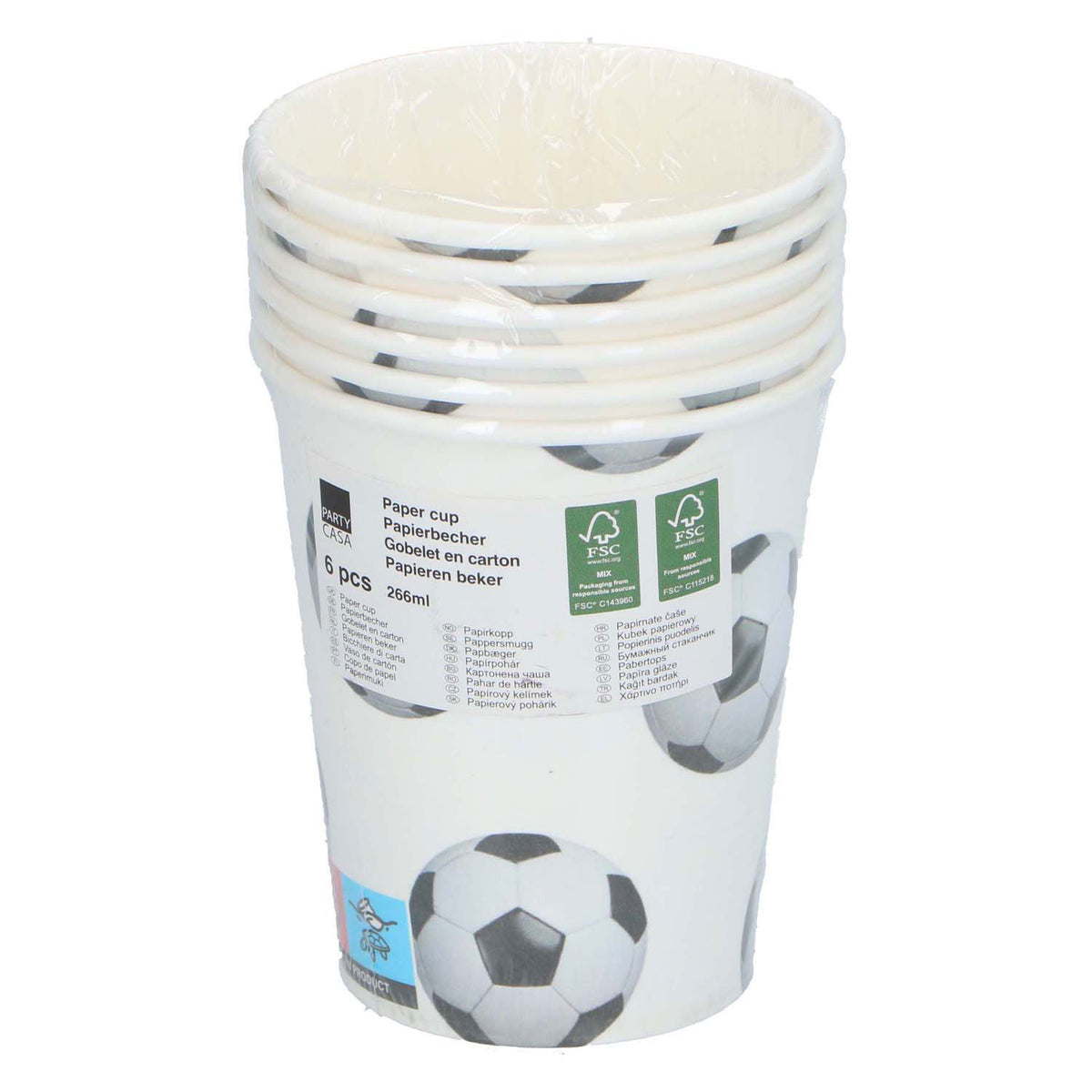 Vasos de fiesta de fútbol, ​​6 uds.