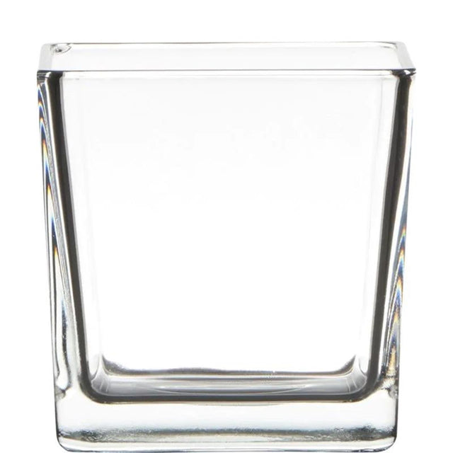 Jarrón de cristal Hatchet cristal cubo 10x10x10cm