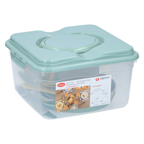 Set de picnic Alpina en caja de almacenamiento, 21 piezas.