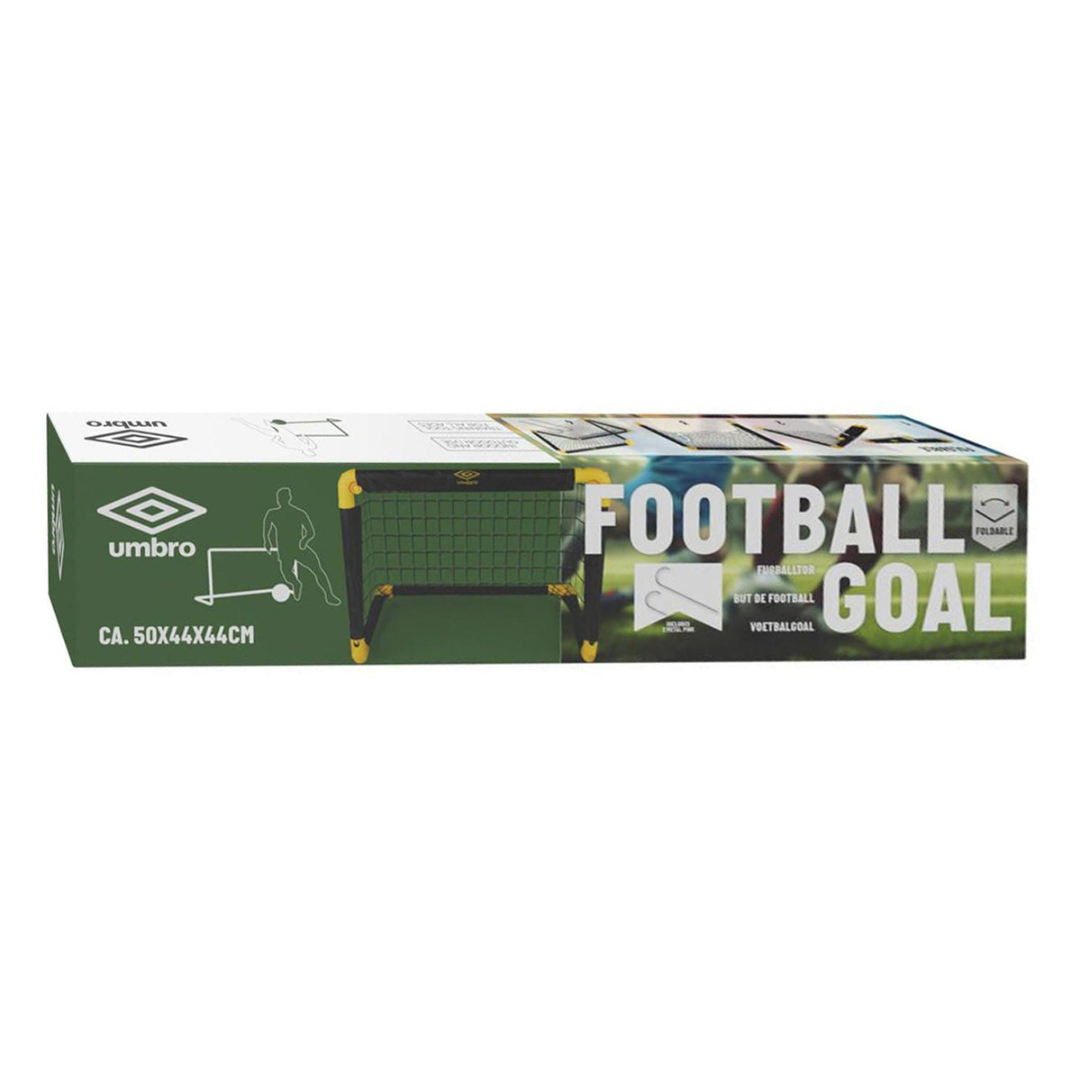 Portería de fútbol Umbro - portería de fútbol 50 x 44 x 44 cm - portería de fútbol plegable - fácil de guardar - portería de entrenamiento de fútbol para niños y adultos - plástico - negro amarillo