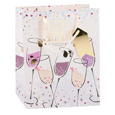 Bolsa de regalo de cumpleaños Edco - aprox. 32x26x12 cm - bolsa de regalo de feliz cumpleaños - bolsa de regalo de cumpleaños con asas - embalaje de regalo para regalos de cumpleaños - diseño surtido - 1 bolsa al azar