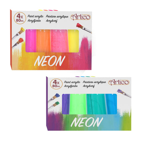 Pintura acrílica neón, 4 uds.