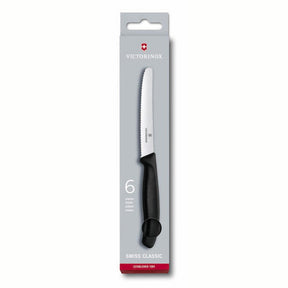 Victorinox cuchillos tomate de mesa hoja dentada negra caja de 6 piezas