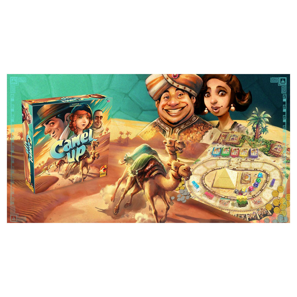 Asmodee eggertspiele camel up - juego de mesa carrera de camellos - nueva edición con palmera 3D