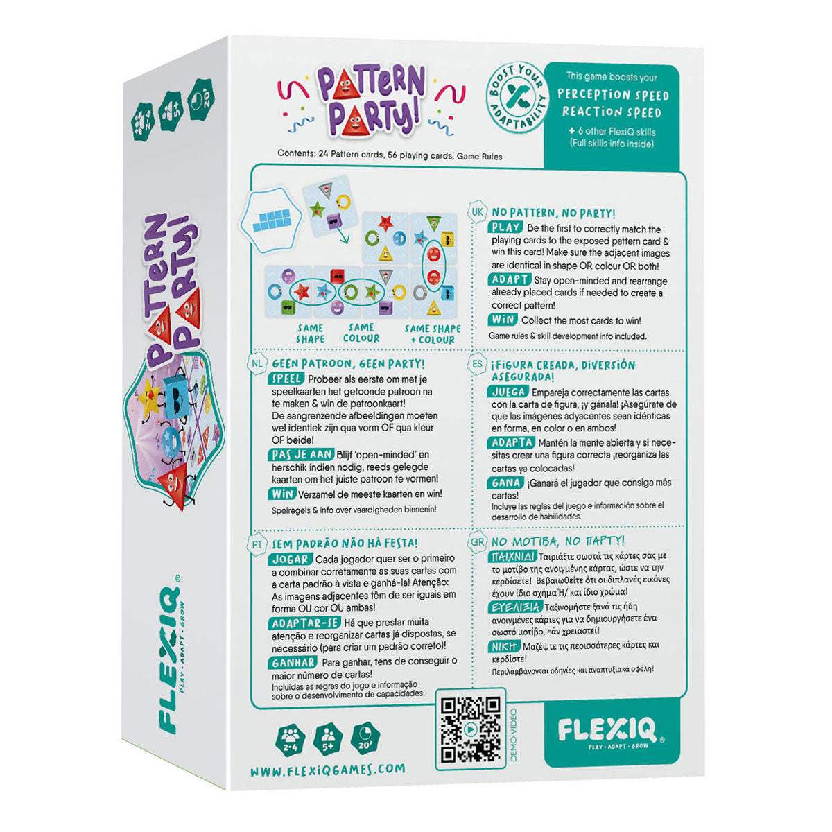 ¡Fiesta del patrón Flexiq! juego de cartas