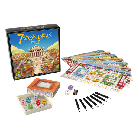 Repos Production Asmodee Juego de dados 7 maravillas Juego de mesa estratégico de dados 2-7 jugadores.