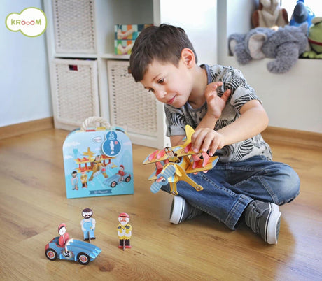 Set de juego Dam Kroom 3D, construye los vehículos y juega con ellos
