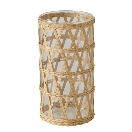 Boltze home jarrón favro vidrio con carcasa de algas marinas ã˜11xh20cm