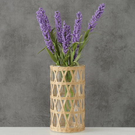 Boltze home jarrón favro vidrio con carcasa de algas marinas ã˜11xh20cm