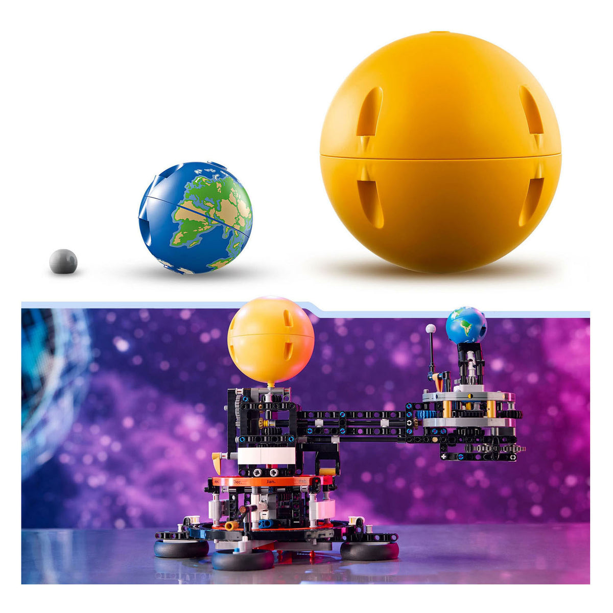 Lego technic: juguete de construcción de la tierra y la luna en movimiento