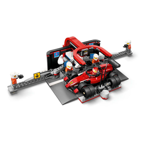 Lego city f1 parada en boxes y equipo de boxes con coche ferrari - 60443