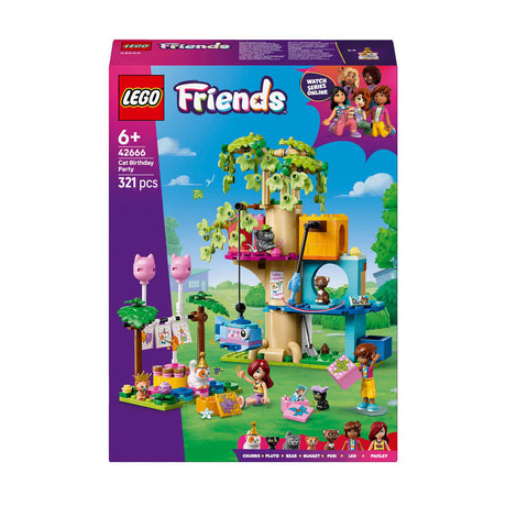 Lego friends 42666 fiesta de cumpleaños del gato y casa en el árbol