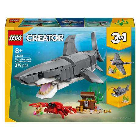 Lego juguete de construcción tiburón feroz con cofre del tesoro (31381)