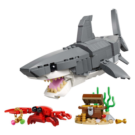 Lego juguete de construcción tiburón feroz con cofre del tesoro (31381)