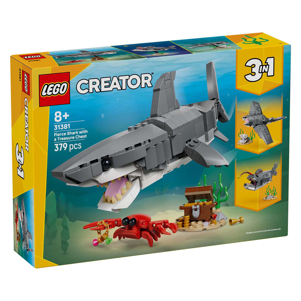 Lego juguete de construcción tiburón feroz con cofre del tesoro (31381)