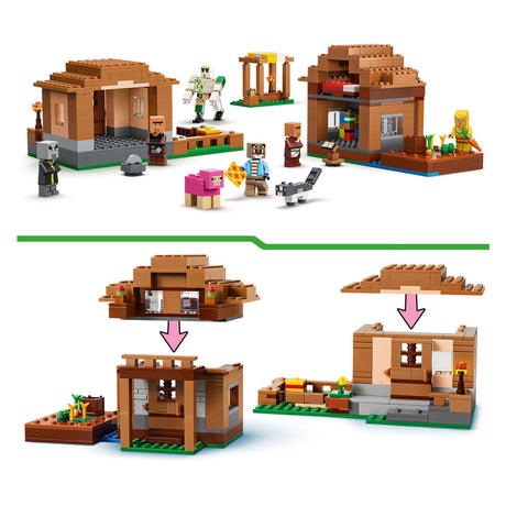 Lego minecraft invocador aldea ataque juguete para niños con 11 figuras del videojuego 21596