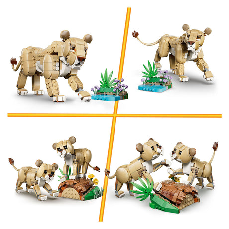 Lego creador 3 en 1 animales salvajes: majestuoso león, juguetes para niños con figuras de animales 31386