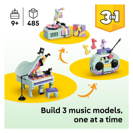Lego Creator 3 en 1 piano con gato, radio y tocadiscos, juguete para niños 31392