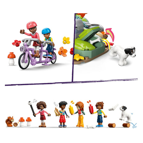 Lego friends acogedora cabaña en el bosque en otoño, juguetes con figuras de animales y muñecos 42705