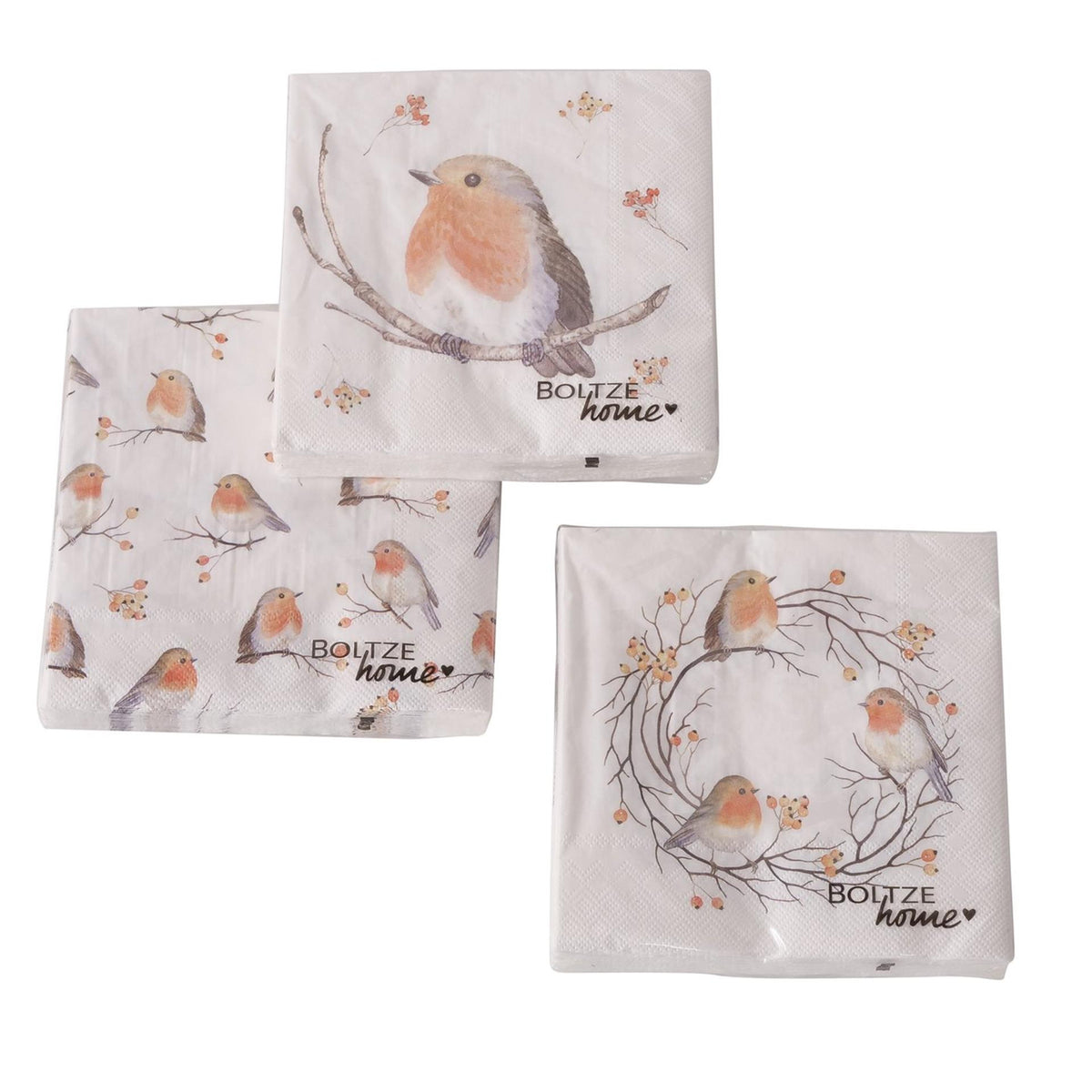 Boltze home servilletas ruby robin 20 piezas papel 34x34cm