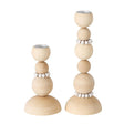Boltze home candelabro juego cuentas 2 piezas 8x14 8x20cm madera