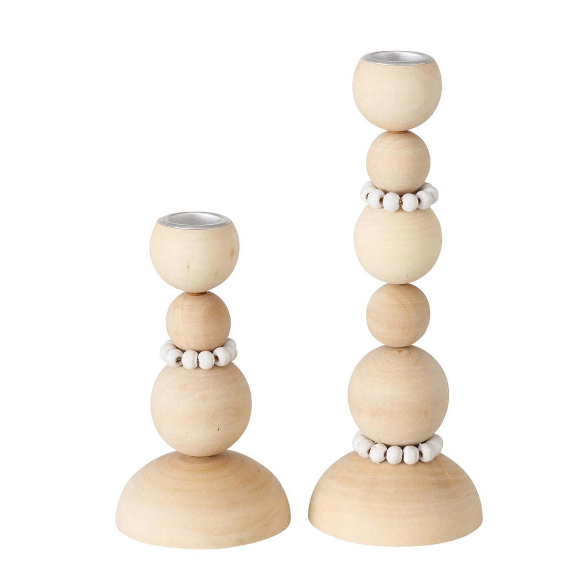 Boltze home candelabro juego cuentas 2 piezas 8x14 8x20cm madera