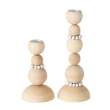 Boltze home candelabro juego cuentas 2 piezas 8x14 8x20cm madera