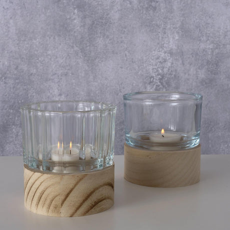 Boltze home farol riley vidrio madera ã˜9xh10cm