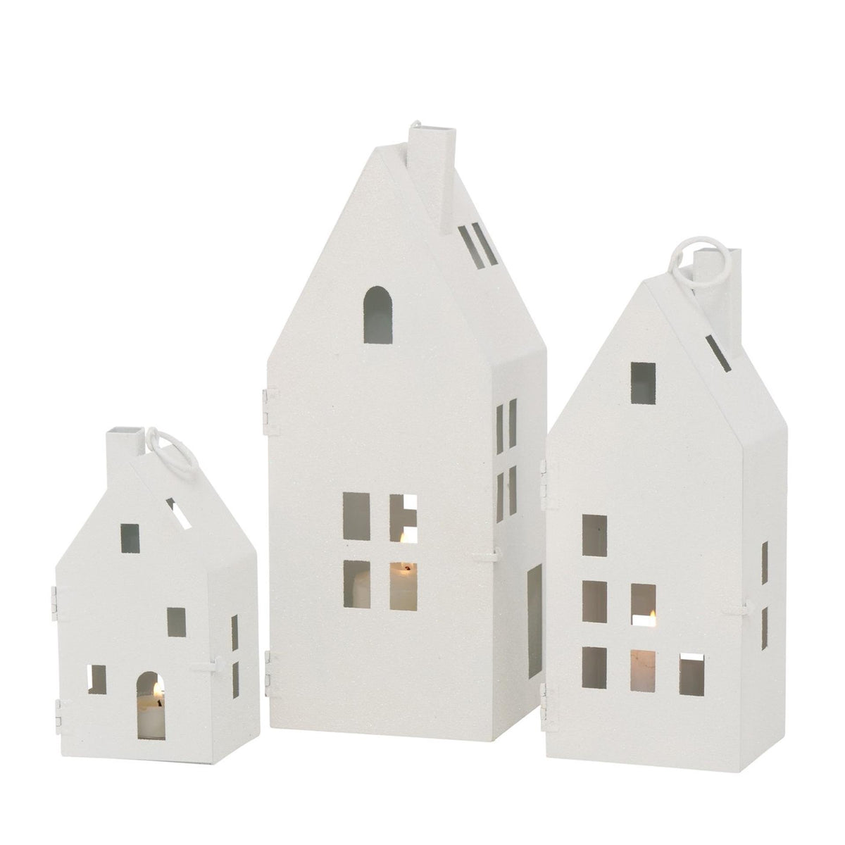 Boltze Home Lantern metal vybano juego de 3 piezas modelo en casa - blanco h18cm, h26cm y h32cm