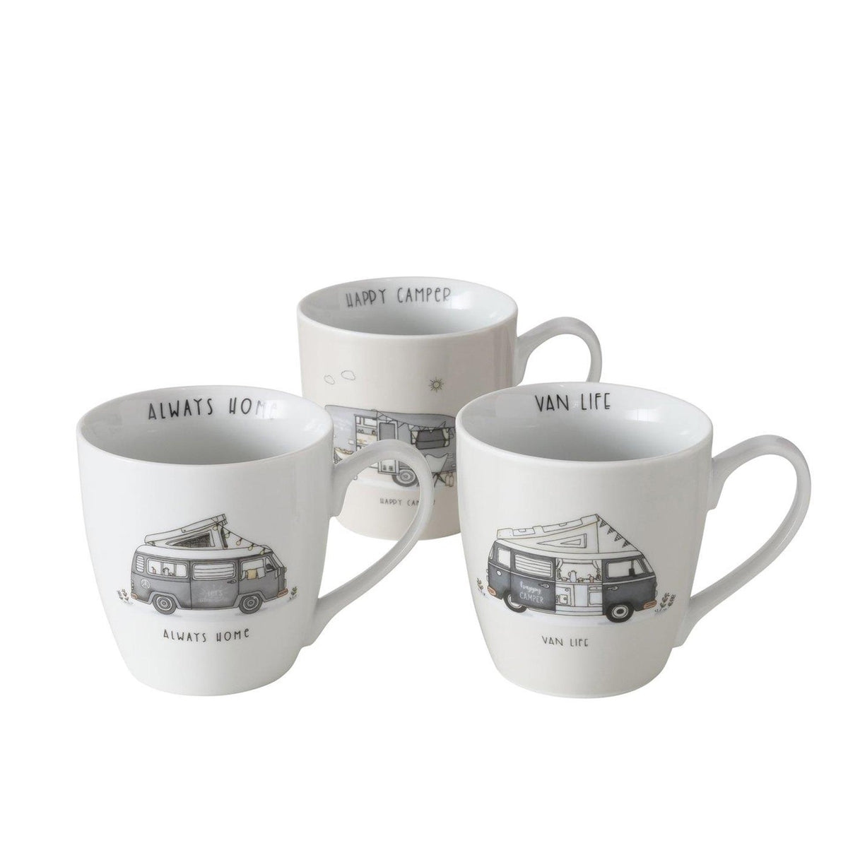 Taza jumbo Boltze home vanlife camper con texto - 480 ml blanco gris