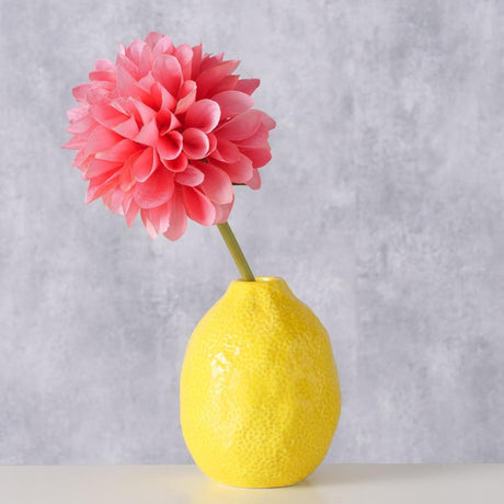Boltze home jarrón limón h12cm amarillo dolomita