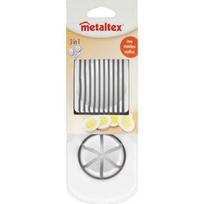 Cortadora de huevos Metaltex doble plástico acero inoxidable sobre cartón