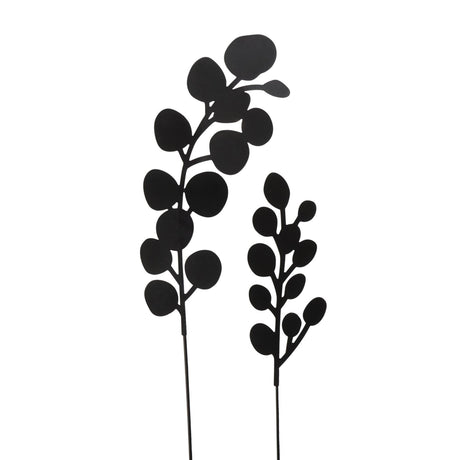 Estaca de jardín Boltze Home 'calypso' de 2 piezas con diseño de hojas, hierro negro, pequeña 40 cm grande 50 cm