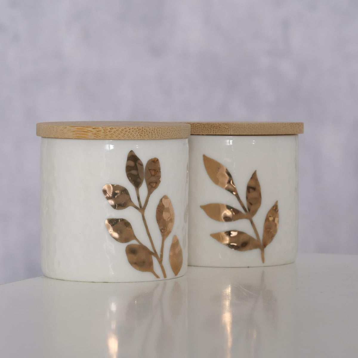 Boltze tarro de almacenamiento para el hogar brantia porcelana bambú dia.5x5cm