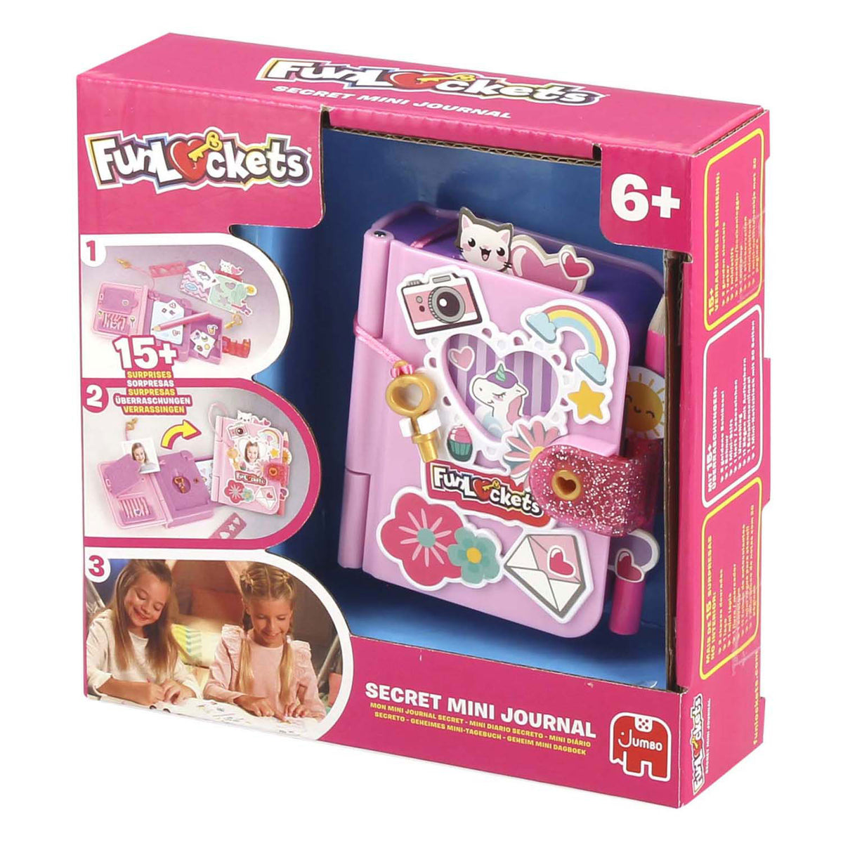 Funlockets jumbo - - mini diario secreto - diario para niñas de 6 años - con más de 15 sorpresas