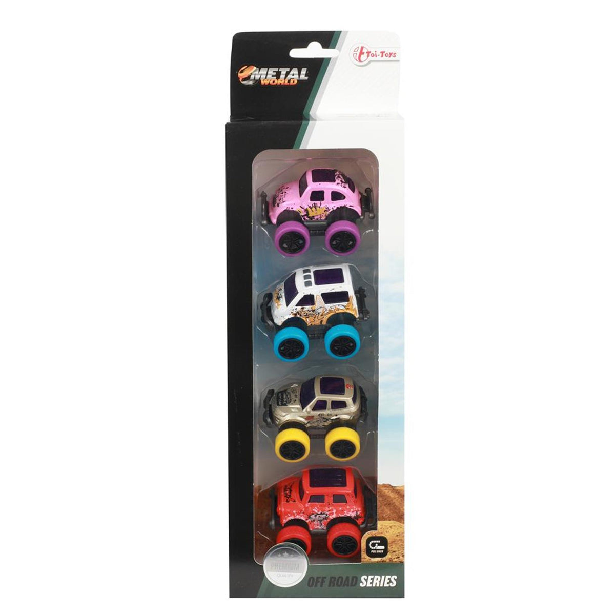 Toi-toys toi toys mini coches todoterreno con retroceso de metal set a 4